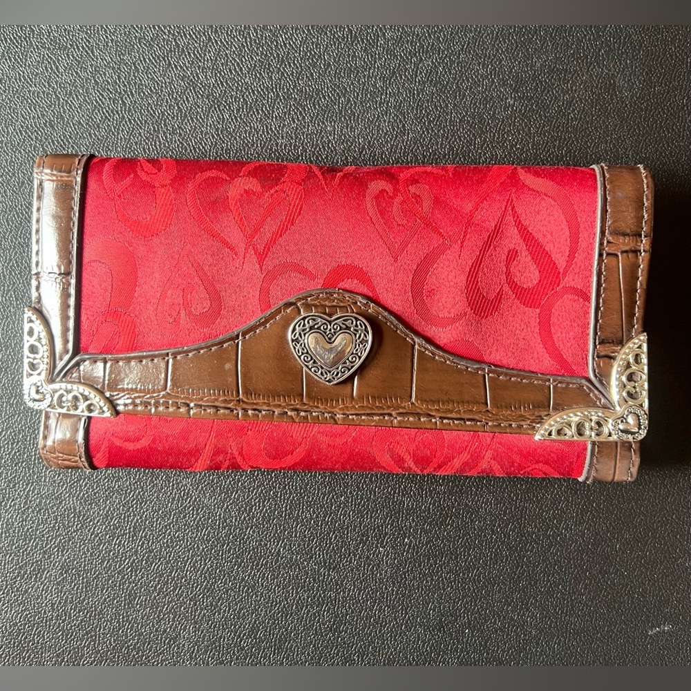 Okpta Silver Heart Red Bifold Wallet